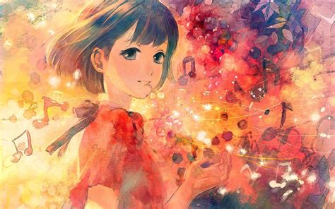 Anime Girl Notes Music Color Wallpaper 1680x1050