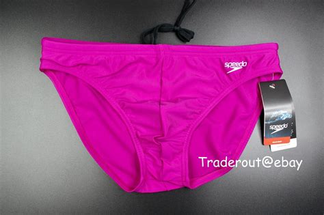 Speedo Men Levante Pink Solar Swim Brief Bikini Swimwear Size 30 32 34