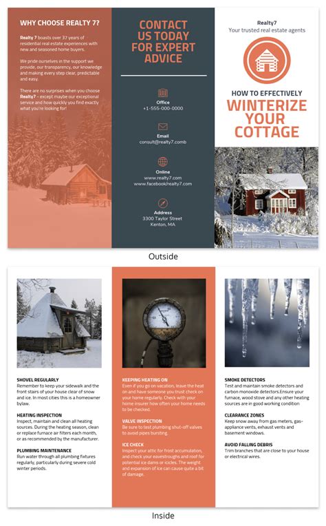 Orange Real Estate Home Informational Tri Fold Brochure Template