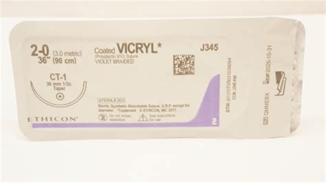 Ethicon J345 2 0 Coated Vicryl Ct 1 36mm 12c Taper 36inch Imedsales