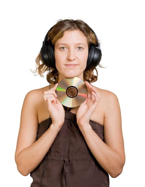 Woman In Headphones Enjoying Listening To Music Stock Photo Image Of