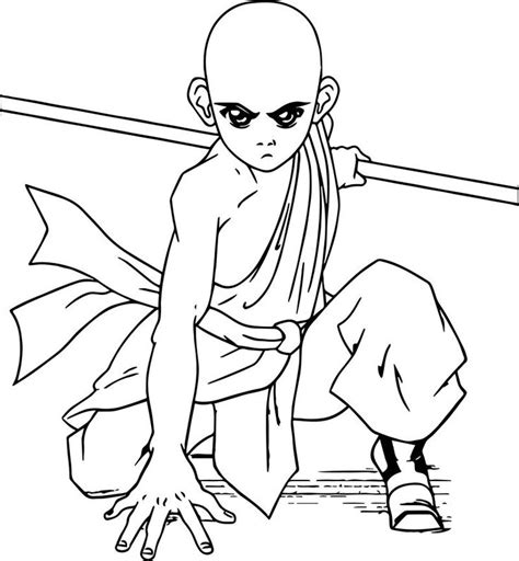 Aang In Action Viress Avatar Aang Coloring Page