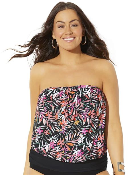 Swimsuitsforall Swimsuits For All Womens Plus Size Bandeau Blouson