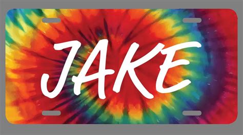 Jake Name Tie Dye Style License Plate Tag Vanity Novelty Metal Uv