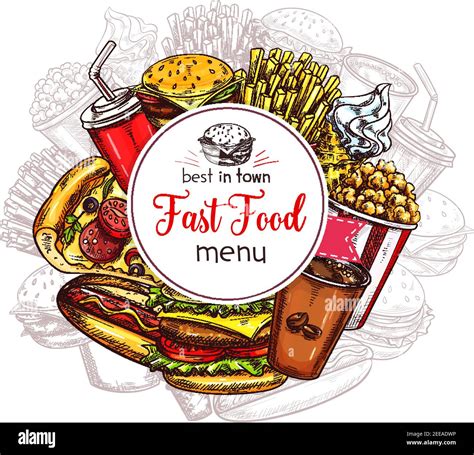Fast Food Restaurant Menu Cover Vector Template Design Of Fastfood