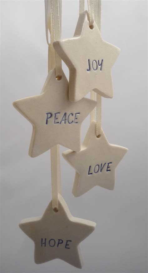 Joy Hope Peace And Love Star Ornaments