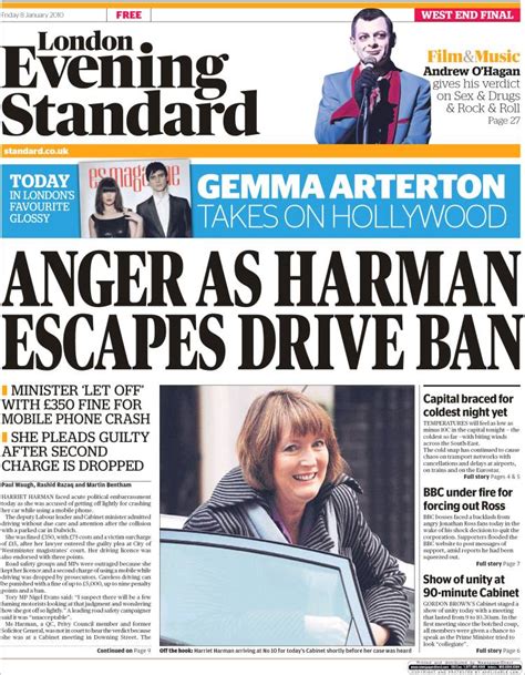 Newspaper Evening Standard United Kingdom Newspapers In United Kingdom Fridays Edition