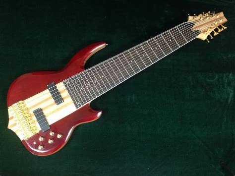 High End Quality 10 String Nect Through Body Electric Bass Guitar Guitarra Gold Hardware Bass