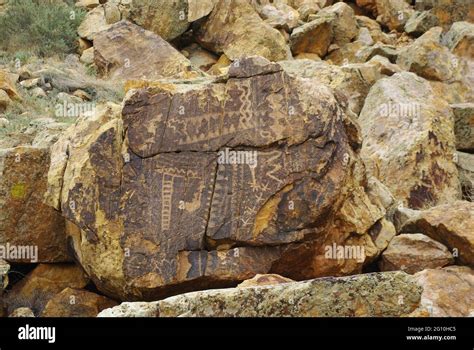 Native American Petroglyphs At Archaeological Site Parowan Gap Utah