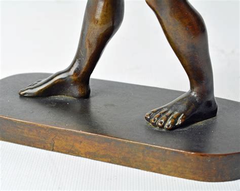 Late Th Century Classical Nude Male Athlete Bronze By Zoppo Foundry