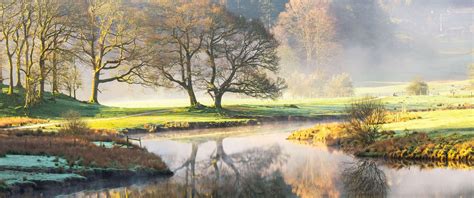 River Brathay Wallpaper 4k Fall Landscape Scenery Foggy