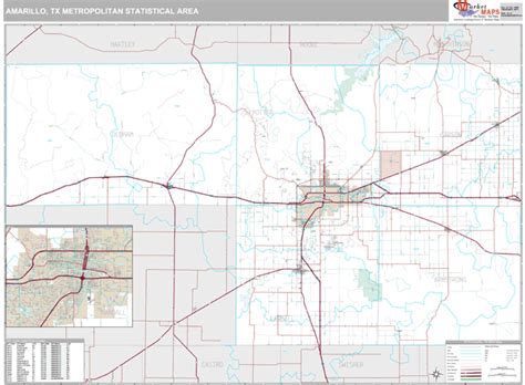 Amarillo Tx Metro Area Zip Code Wall Map Premium Style By Marketmaps