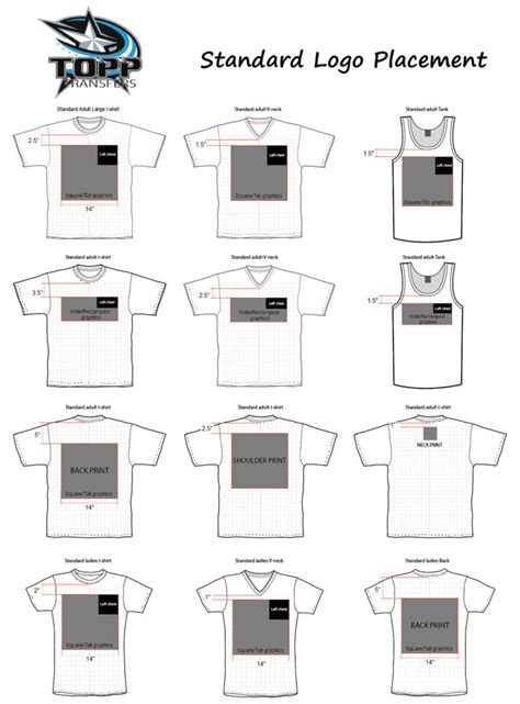 logo sizing and placement topp transfers order now