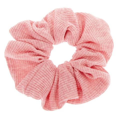 Medium Ribbed Hair Scrunchie Pink Claires