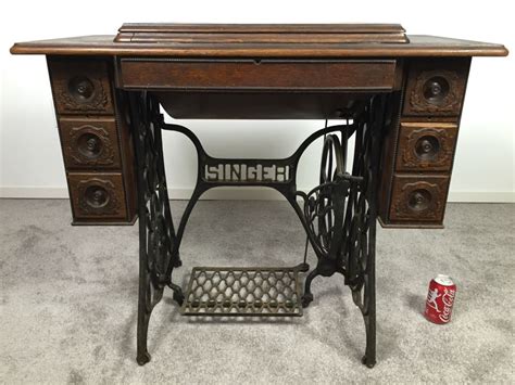 Antique 1911 Singer Treadle Sewing Machine With Cabinet, Cast Iron Base