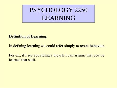 Ppt Definition Of Learning In Defining Learning We Could Refer