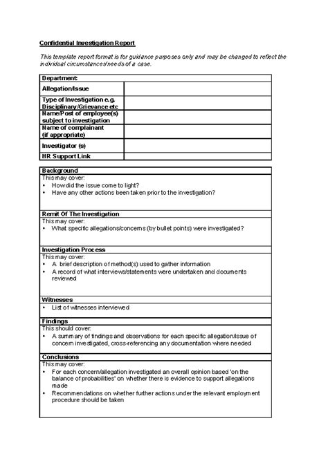 The investigation examined unm's policies and practices for preventing sexual assault and sexual the complaints raised a range of issues, including confusion regarding where and how to report this letter of findings focuses on the policies, procedures and practices in place at the beginning of the. Confidential Investigation Report Form Template - PDFSimpli