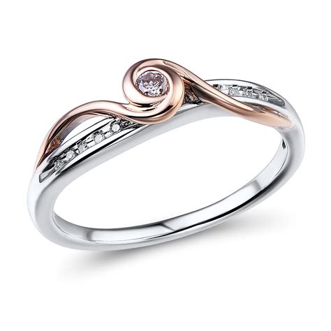 Diamond Promise Ring In Silver And 10k Rose Gold Website Beautiful Promise Rings Diamond