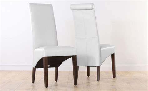 Dining chairs set of 4,modern indoor kitchen chairs,sturdy chrome chair legs and faux leather,ergonomic design dining room chairs with high back soft padded for home kitchen apartment(4 grey chairs). 20 Best Collection of White Leather Dining Room Chairs ...