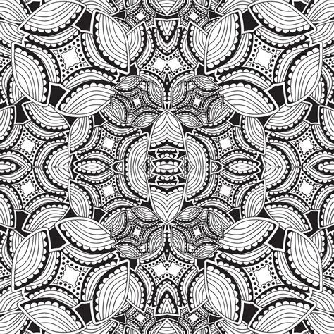 Stock Seamless Doodle Black And White Floral Pattern Stock