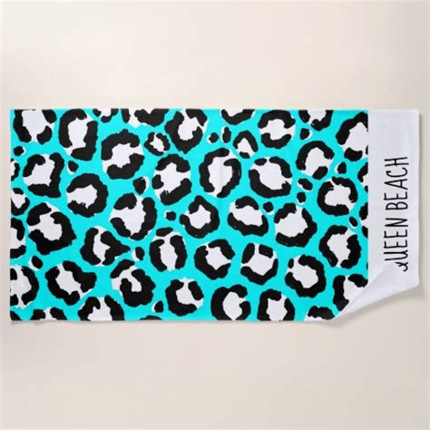 Artsy Modern Cyan Blue Leopard Animal Print Beach Towel Zazzle