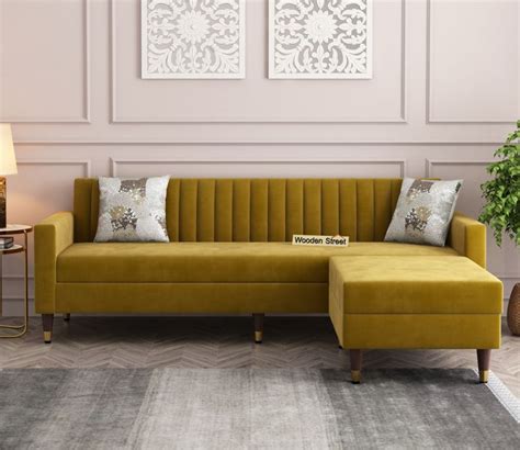 Buy Everett L Shape Corner Fabric Sofa Velvet Chestnut Brown Online