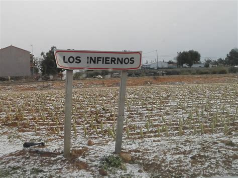 Hell Freezes Over Snow In Los Infiernos Murcia Southern Spain R
