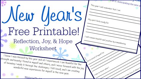 Free Printable New Years Reflection Joy And Hope Worksheet