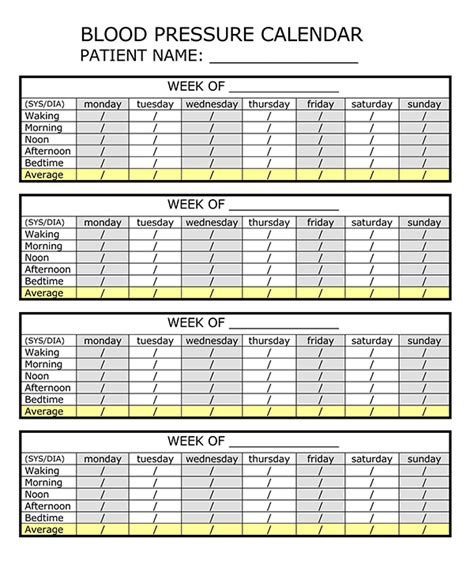42 Free Blood Pressure Charts And Log Sheets Pdf Excel