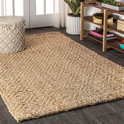 Hira Hand Woven Diamond Chunky Jute Natural 4 Ft X 6 Ft