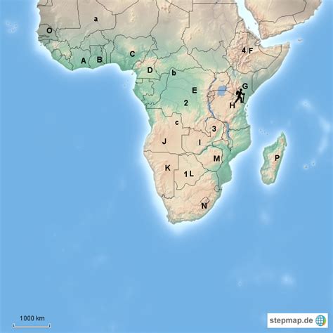 StepMap - Stumme Karte - Afrika südlich der Sahara ...