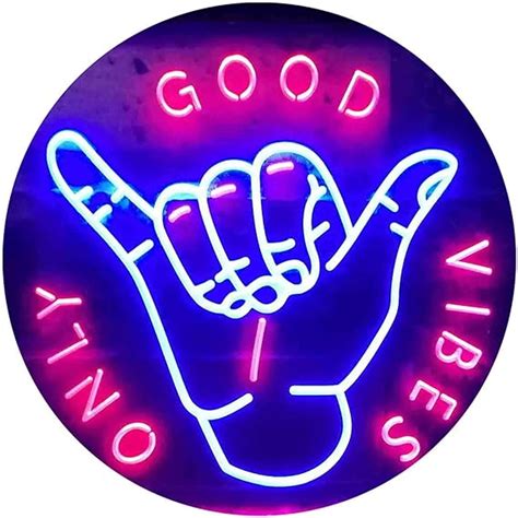 Advpro Good Vibes Only Hand Room Dual Color Led Neon Sign