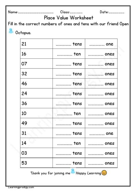 Free Printable Place Value Math Worksheet For Grade 1 Worksheet