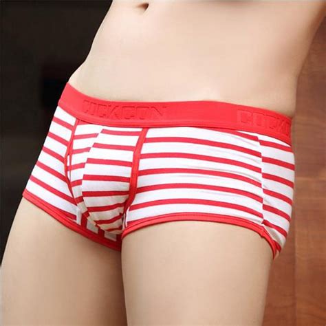 5pcslot Cockcon Comfortable Cotton Panties Men Male Underwear Sexy Striped Boxers Man Undies