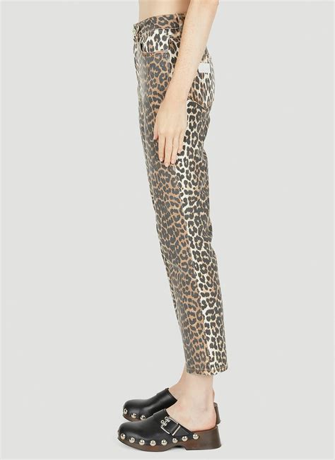 Betzy Leopard Print Jeans In Brown GANNI
