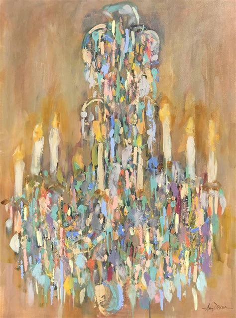 Amy Dixon Interior Painting Chandelier Degas Vertical Mixed Media On