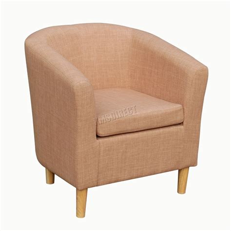 Foxhunter Linen Fabric Tub Chair Armchair Dining Living Room Lounge