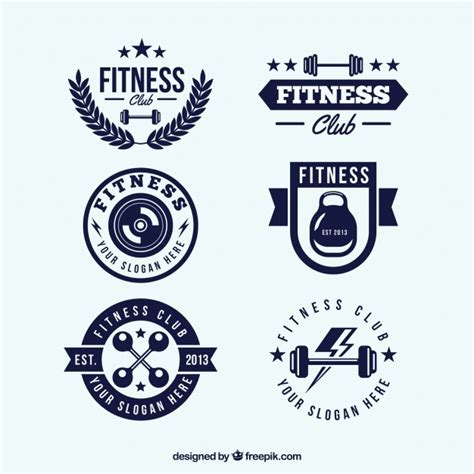Free Vector Blue Fitness Badge Collection