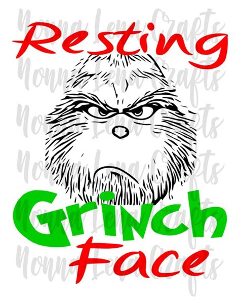 Resting Grinch Face Svg Png  Clipart Cut File Download Etsy