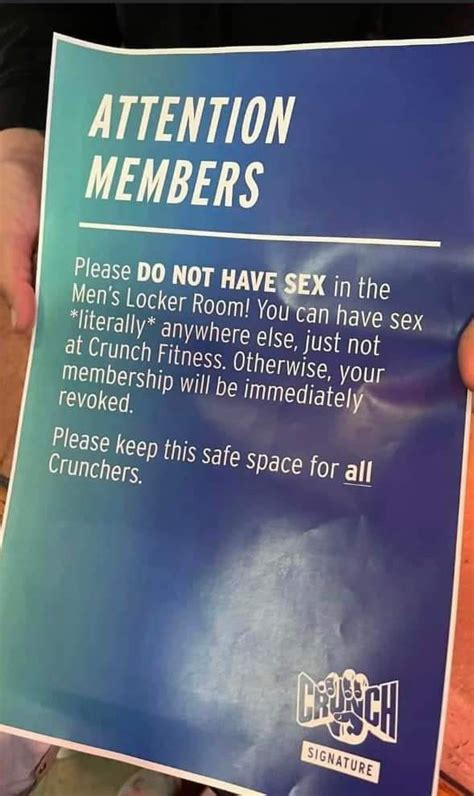 Crunch Fitness Tells Members To Stop Having Sex In The Mens Locker Room