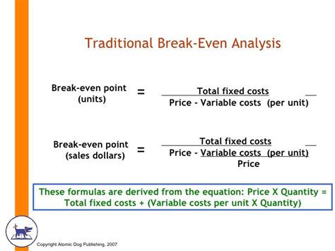 The formula of break even analysis can be calculated by dividing the total fixed cost with a contribution per unit. Image result for break even equation | Fixed cost ...