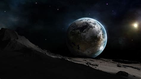 Wallpaper Digital Art Night Planet Earth Space Art Moon