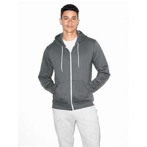 american apparel unisex flex plain full zip fleece hoodie