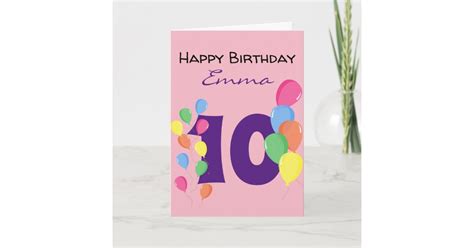 Custom Personalised 10th Birthday Card
