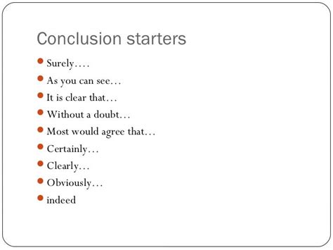 Starters Conclusion Starters