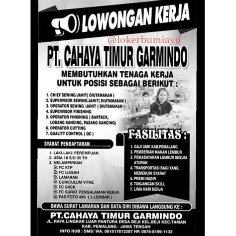 Pencarian lowongan kerja kini telah dimudahkan dengan dukungan teknologi yang semakin menyapa masyarakat indonesia. Lowongan Kerja Pemalang Lulusan Smp / Lowongan Kerja ...