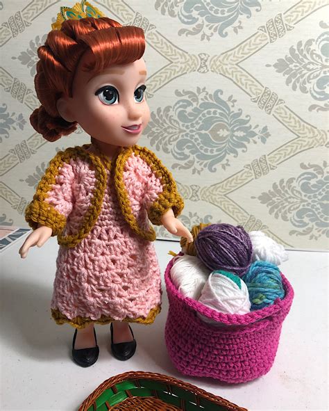 Disney Frozen Princess Anna With Crochet Dress And Cardigan Handmade