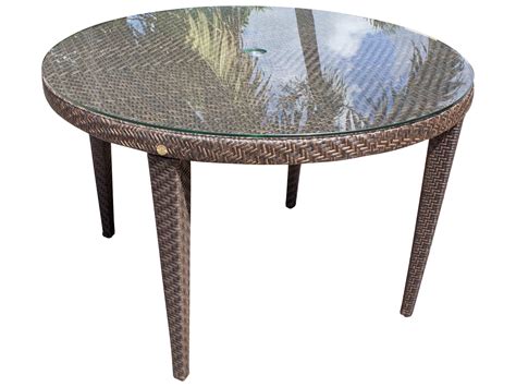 Wicker Outdoor Dining Table With Glass Top Dining Round Wicker Table