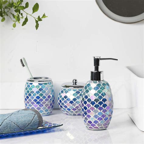 Blue Mosaic Glass Bathroom Accessories Black Mosaic Bathroom