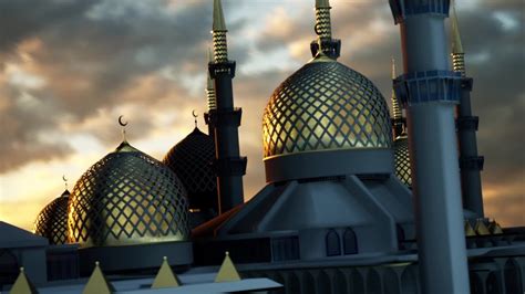 Animation Of Highlighted Islamic City Mosque At Midnight Zoom In